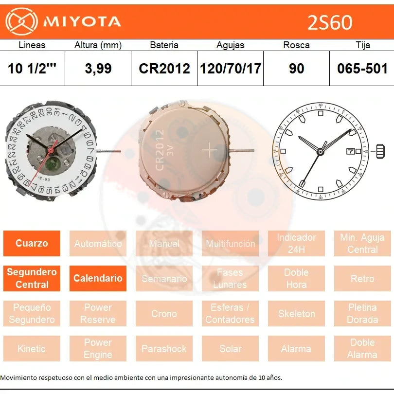 Movimiento Miyota 2S60