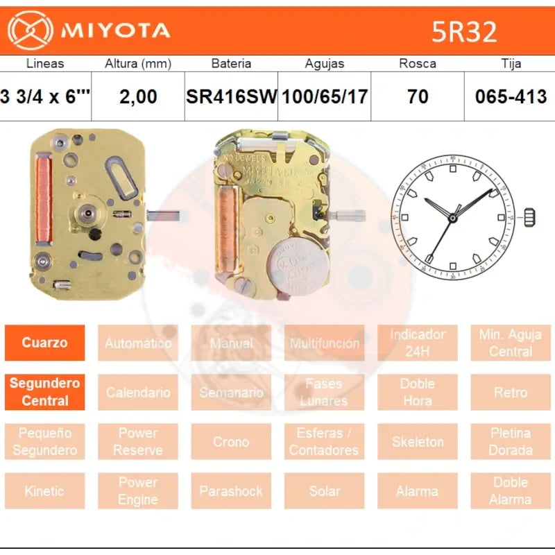 Movimiento Miyota 5R32