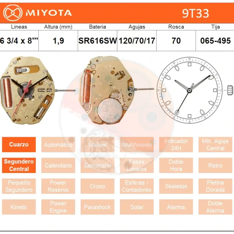 Movimiento Miyota 9T33