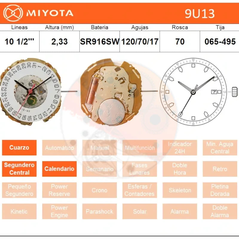 Movimiento Miyota 9U13 cal.3