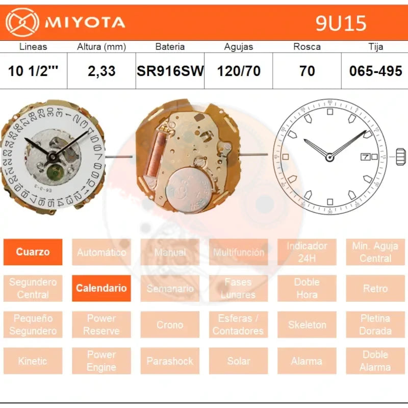 Movimiento Miyota 9U15 cal.3
