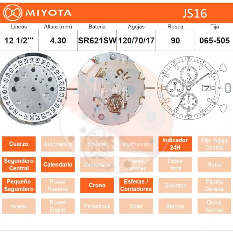 movimiento de reloj miyota js16