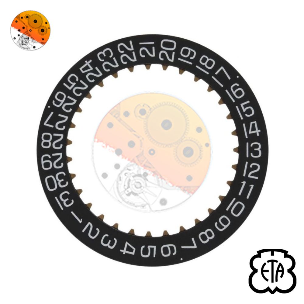 ETA 7750 2557.1 Indicador de Fecha 3H Negro/Blanco