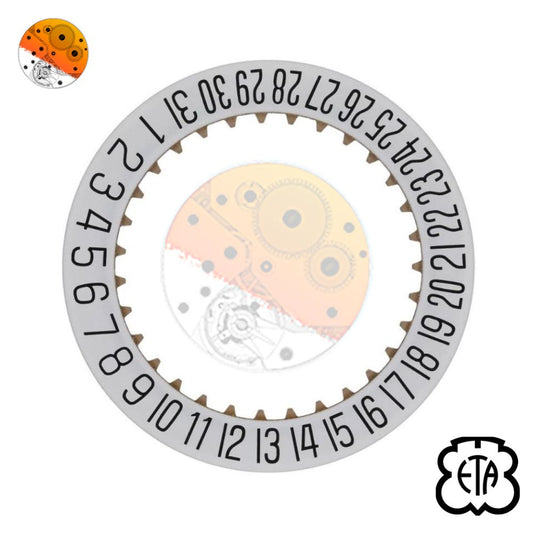 ETA 7750 2557.6 Indicador de Fecha 6H Blanco/Negro