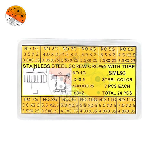 SML 93 surtido de coronas de acero inoxidable con tubo