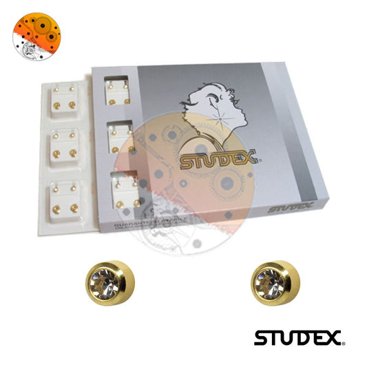 pendientes studex chaton dorado con cristal blanco