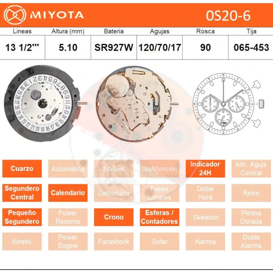 Movimiento Miyota 0S20 cal.6