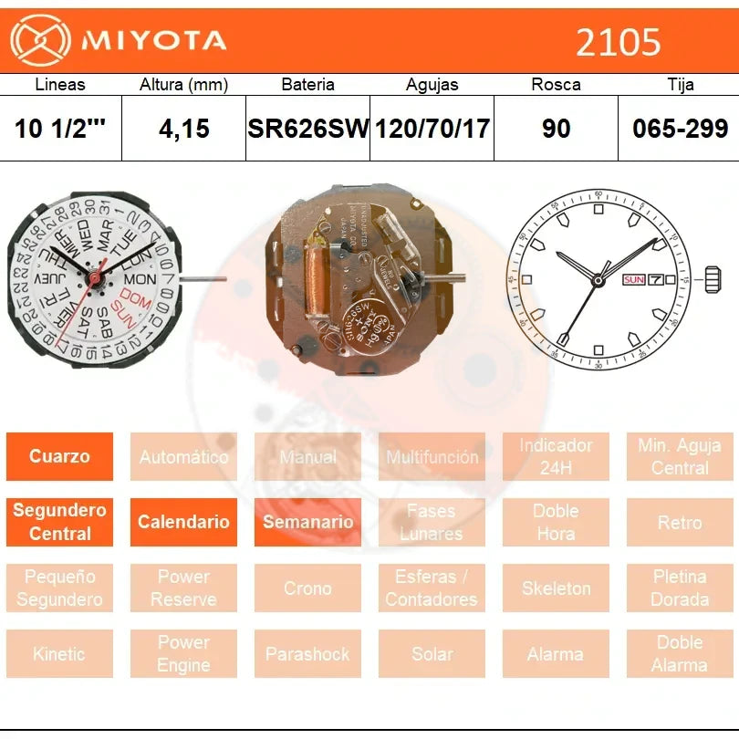 Movimiento Miyota 2105