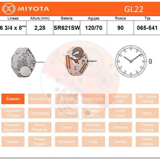 Movimiento Miyota GL22