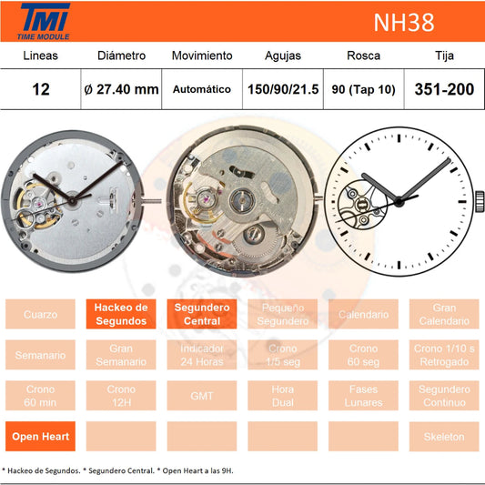 movimiento hattori tmi calibre nh38