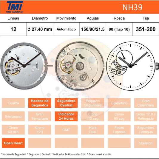 movimiento hattori tmi calibre nh39