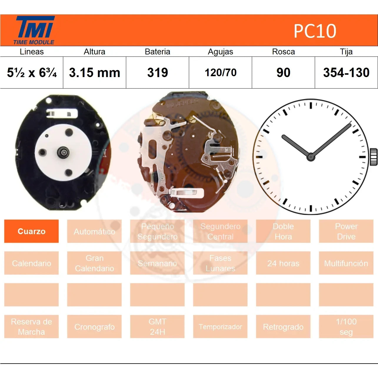 Movimiento Seiko TMI/Hattory PC10