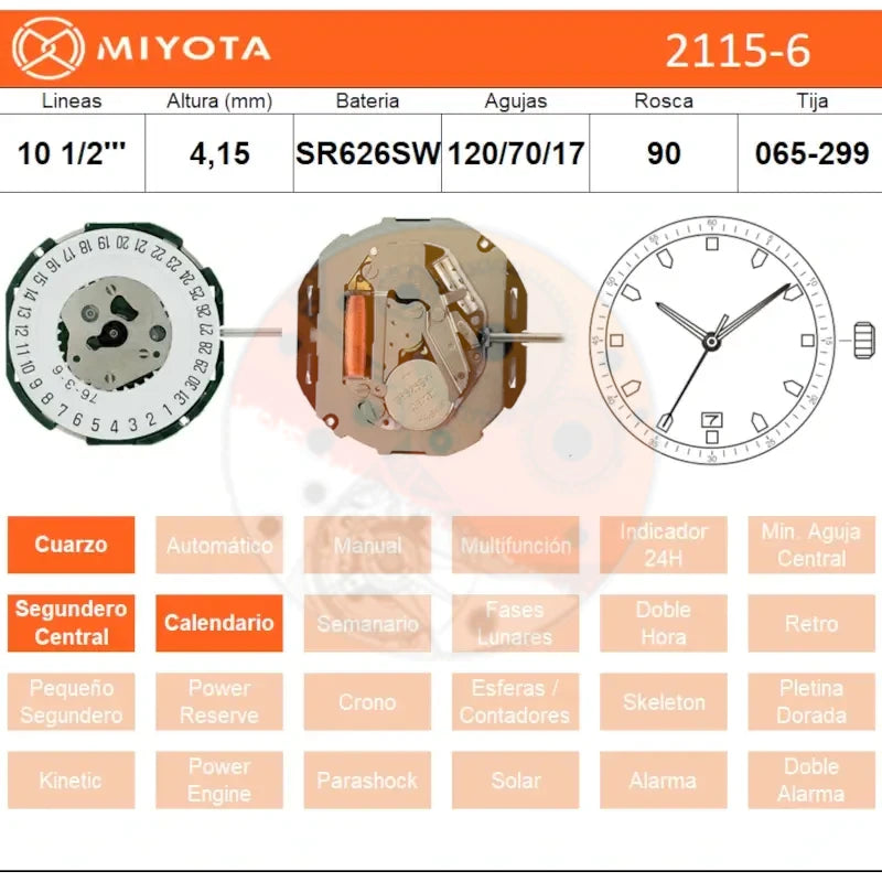 Movimiento Miyota 2115 cal.6