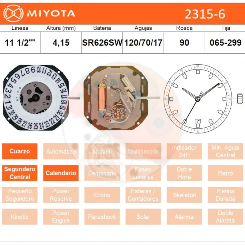 Movimiento Miyota 2315 cal.6