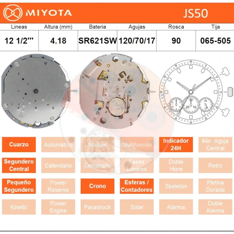 Movimiento Miyota JS50