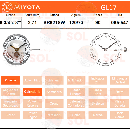 Movimiento Miyota GL17