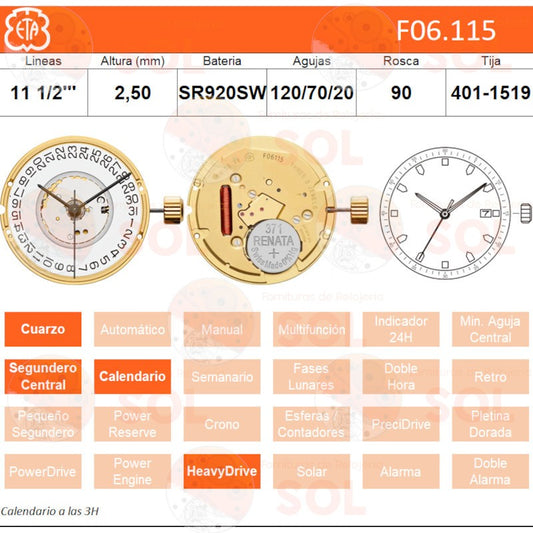 Movimiento ETA F06.115 cal. 3