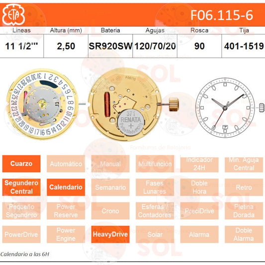 Movimiento ETA F06.115 cal. 6