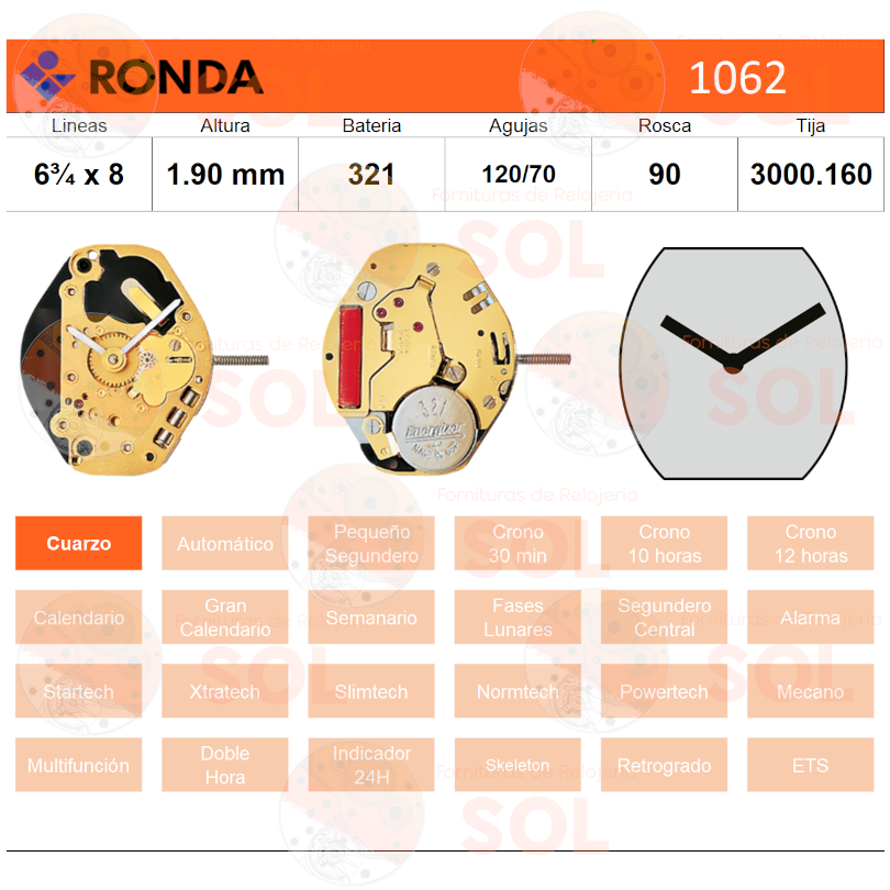 Movimientos de reloj Harley Ronda 1009 a la venta en Sofly Parts Movimientos de reloj Harley Ronda 1009 a la venta en Sofly Parts