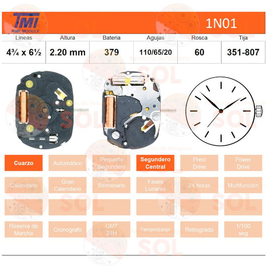 Movimiento Seiko TMI / Hattory 1N01