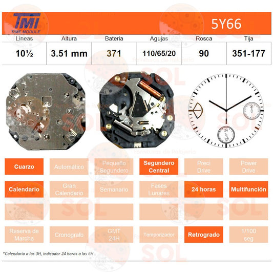 Movimiento Seiko TMI / Hattory 5Y66
