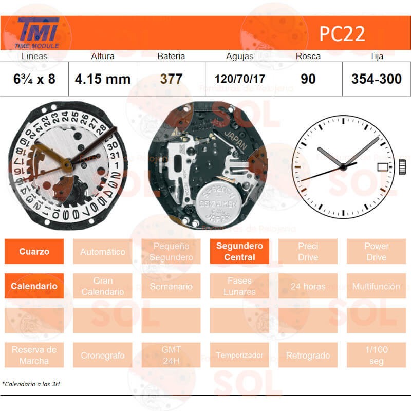 Movimiento Hattory PC22 cal.3